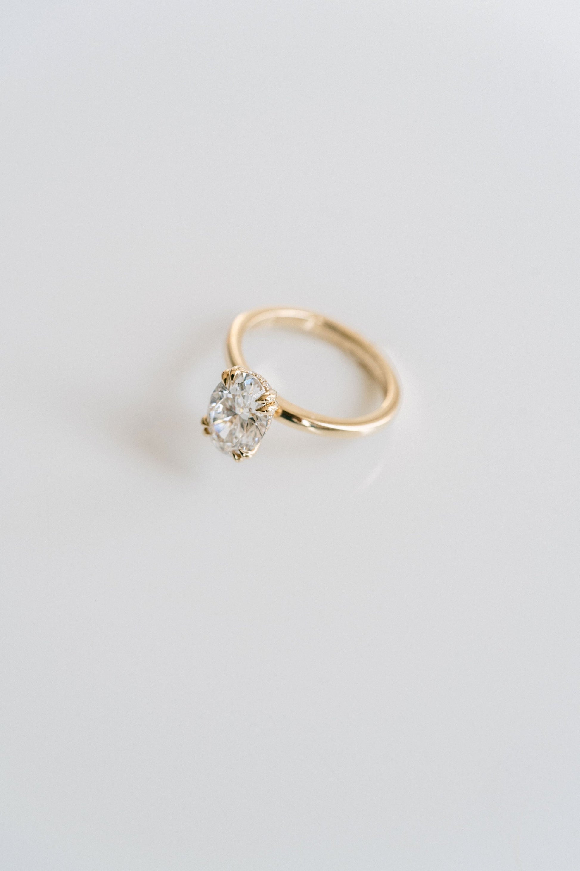 Marquise Shaped Three Stone Lab Grown Diamond Engagement Ring