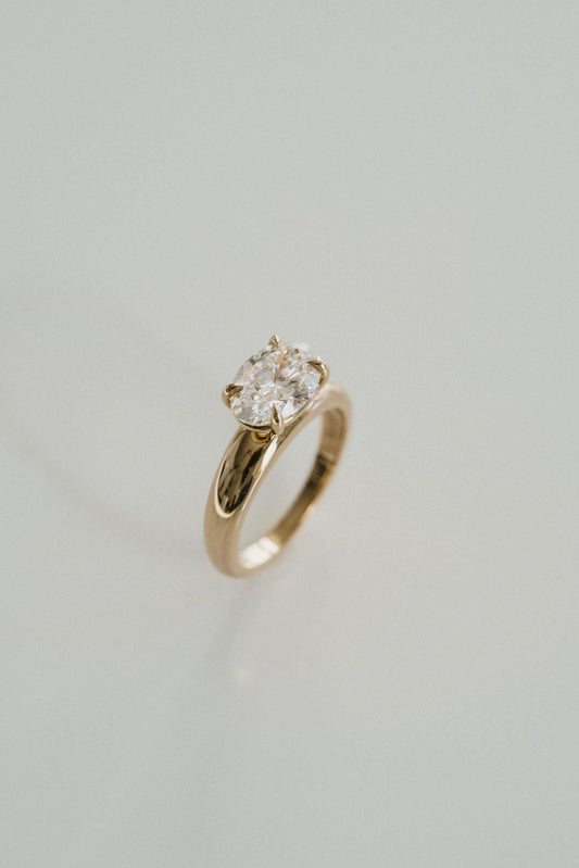 Marquise Shaped Three Stone Lab Grown Diamond Engagement Ring