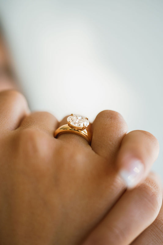 Marquise Shaped Three Stone Lab Grown Diamond Engagement Ring