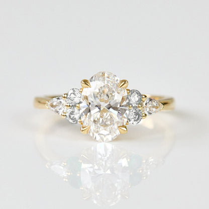 Marquise Shaped Three Stone Lab Grown Diamond Engagement Ring