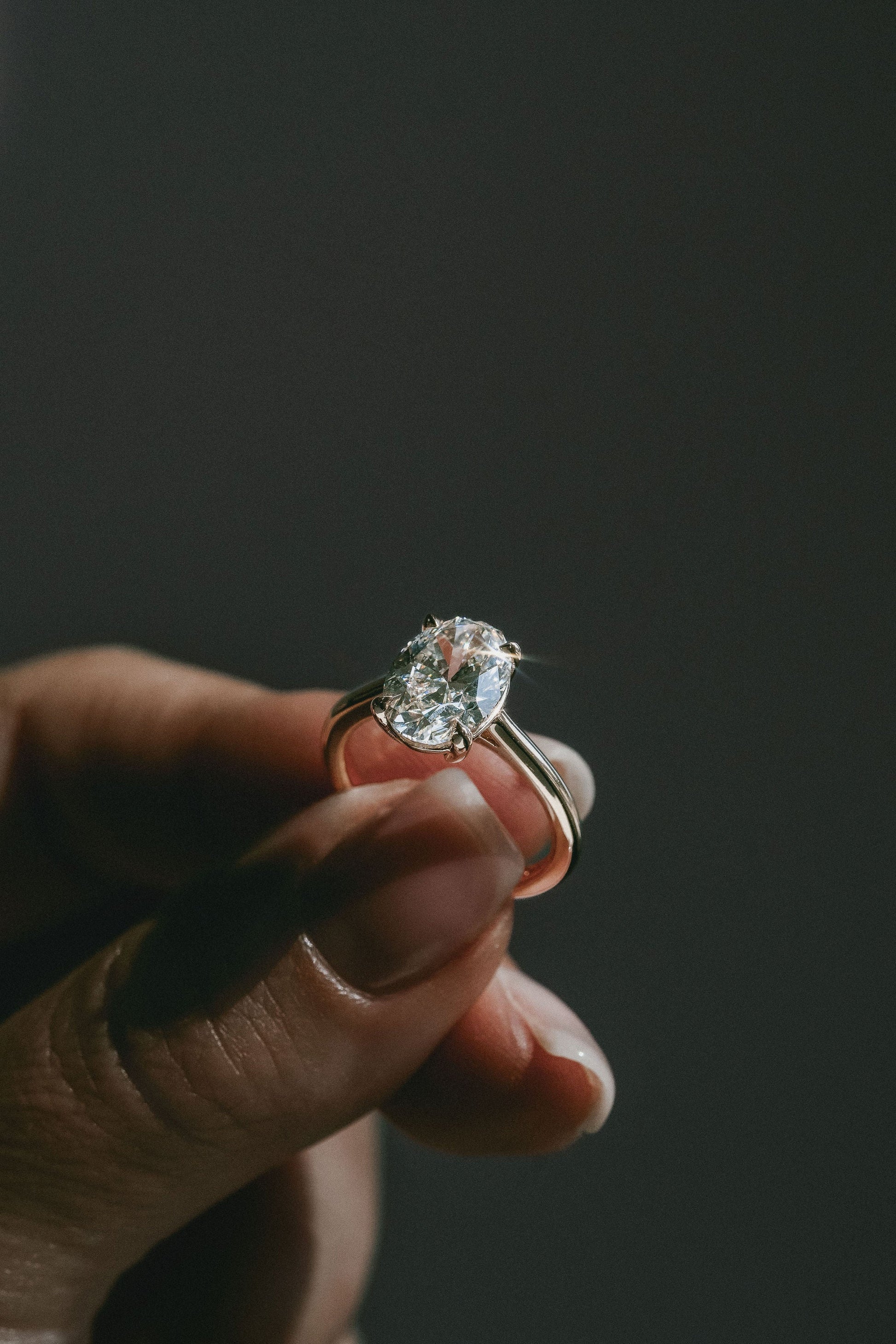 Marquise Shaped Three Stone Lab Grown Diamond Engagement Ring