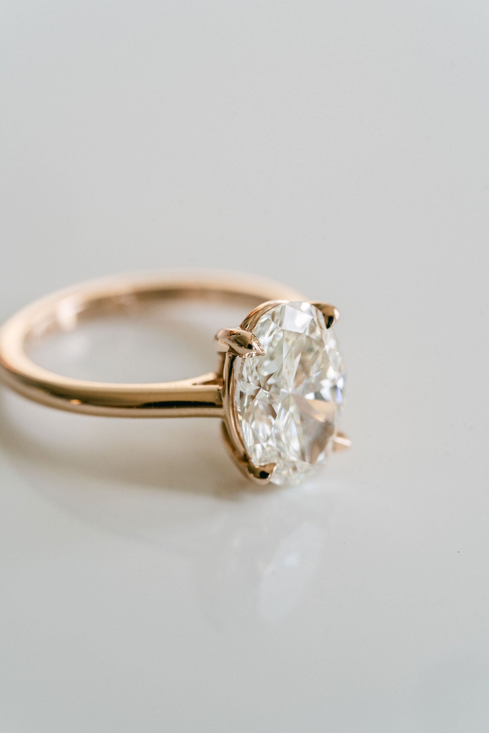 Marquise Shaped Three Stone Lab Grown Diamond Engagement Ring