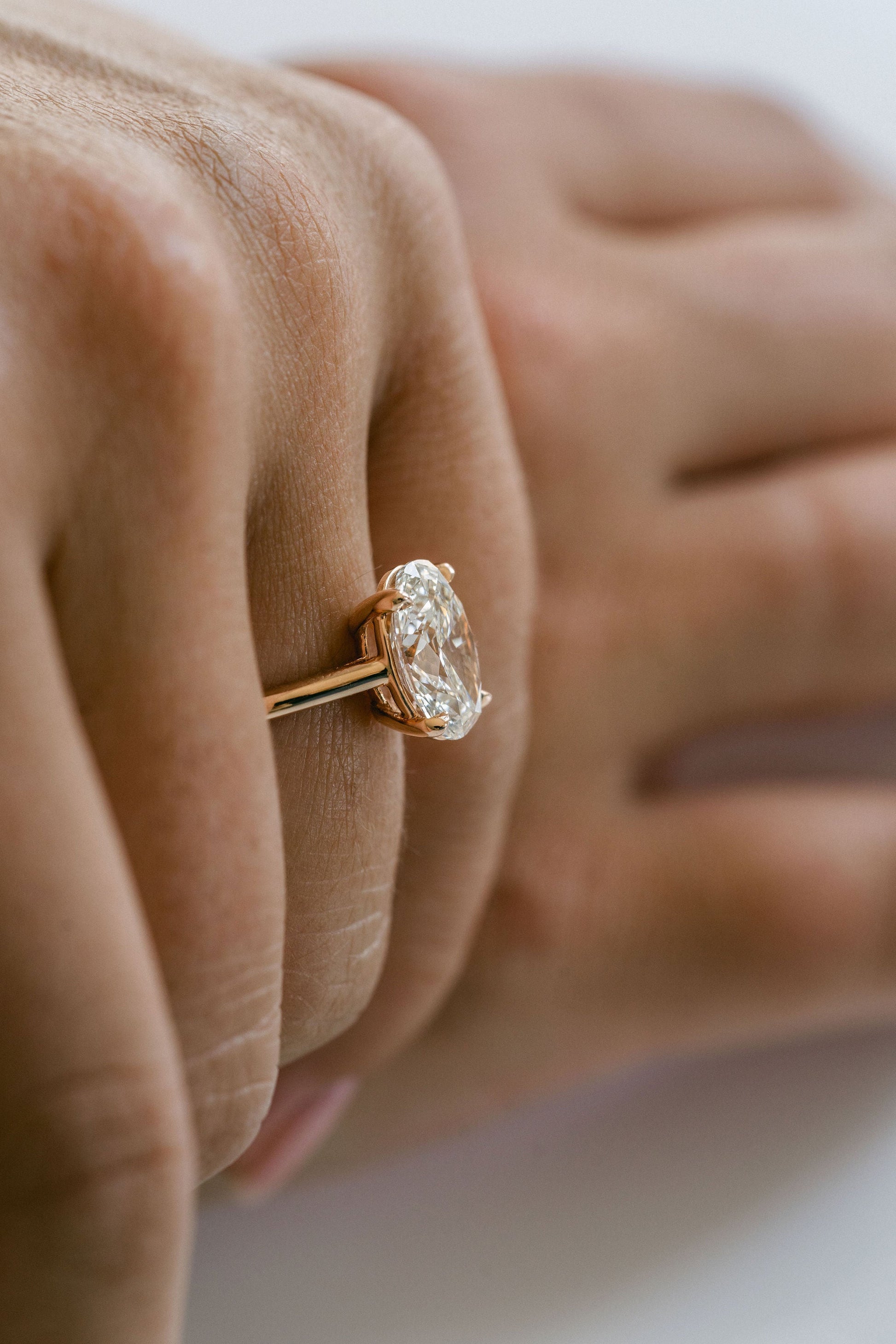 Marquise Shaped Three Stone Lab Grown Diamond Engagement Ring