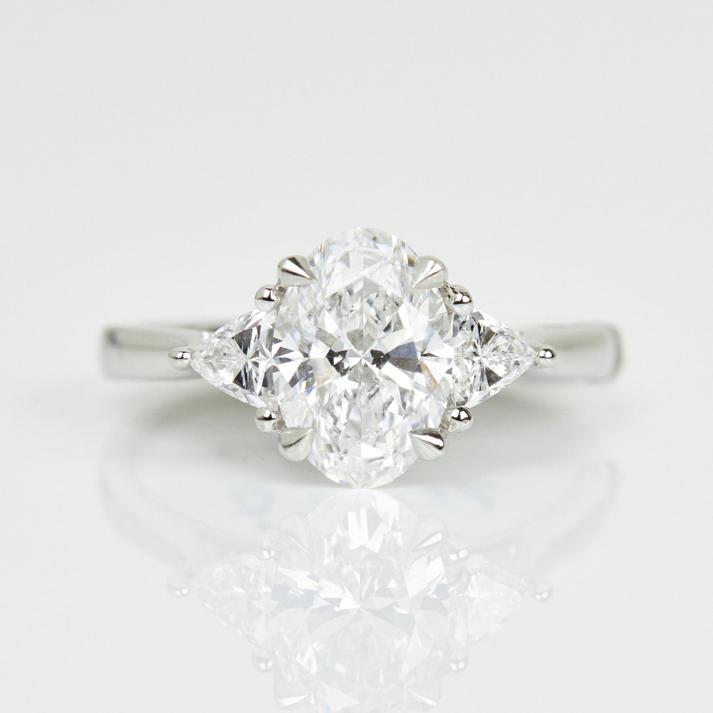 Marquise Shaped Three Stone Lab Grown Diamond Engagement Ring