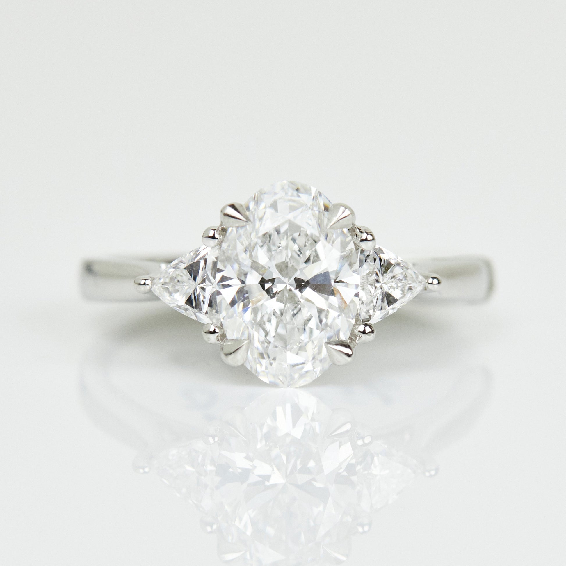 Marquise Shaped Three Stone Lab Grown Diamond Engagement Ring