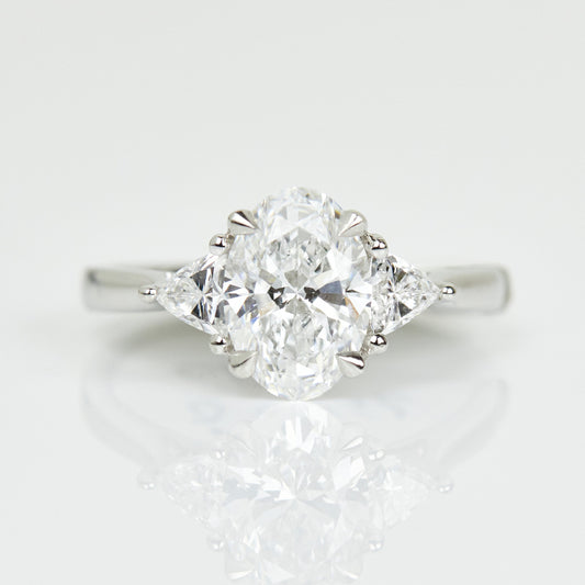 Marquise Shaped Three Stone Lab Grown Diamond Engagement Ring