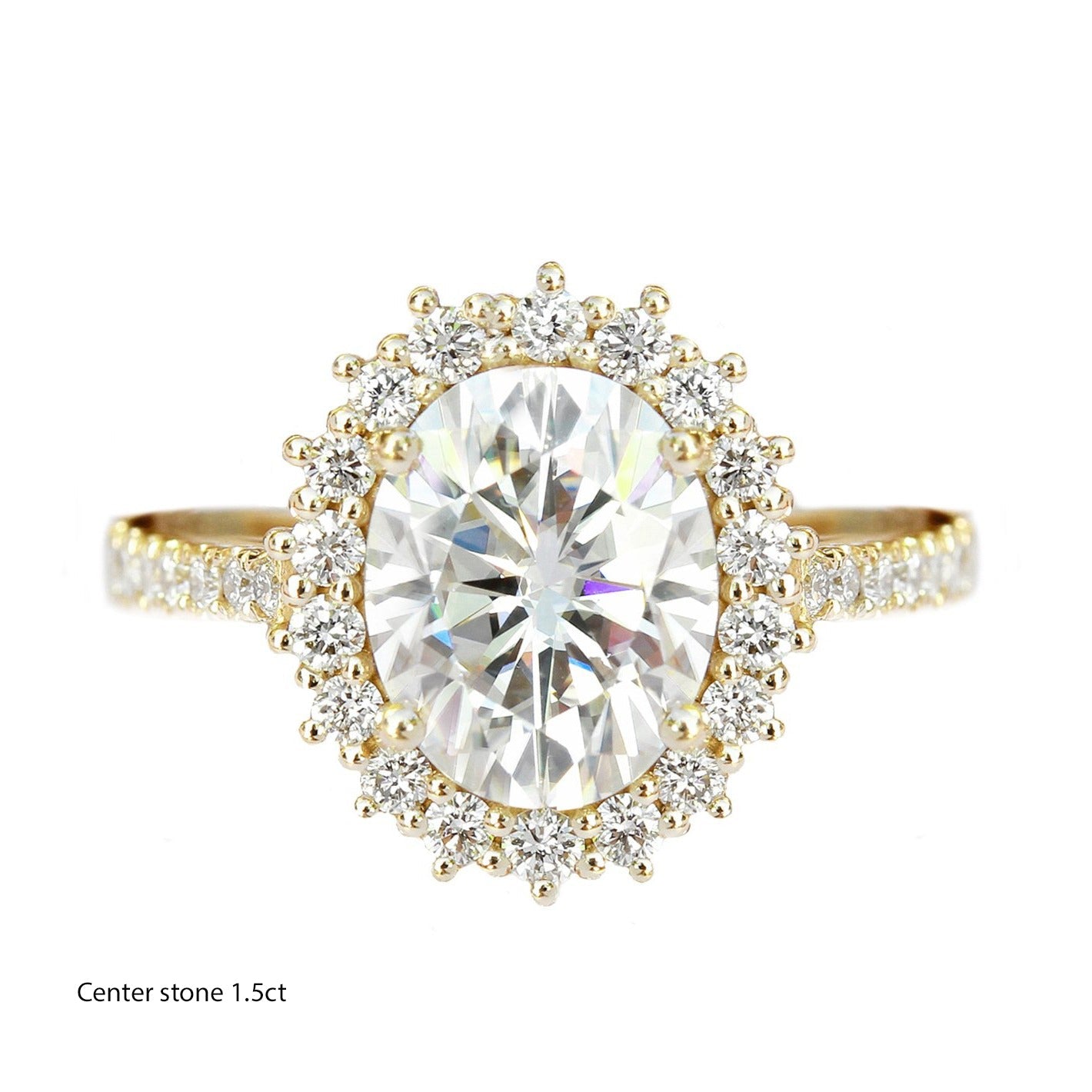 2.9 Carats Emerald Pave Styled Moissanite Engagement Ring