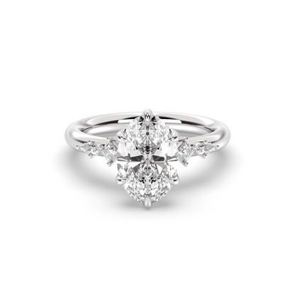 Marquise Shaped Three Stone Lab Grown Diamond Engagement Ring