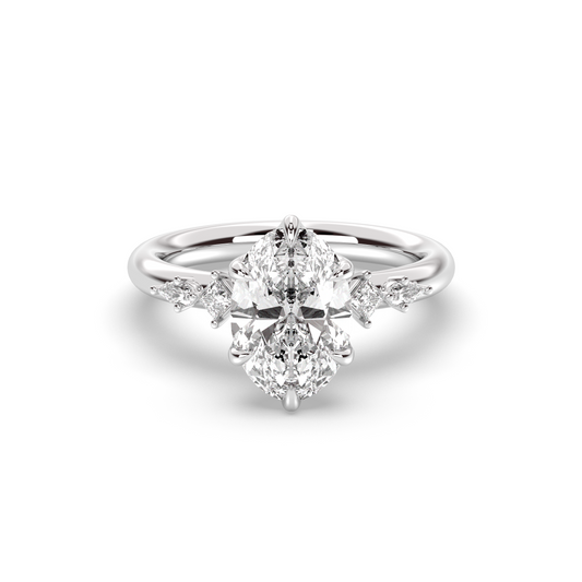 Marquise Shaped Three Stone Lab Grown Diamond Engagement Ring