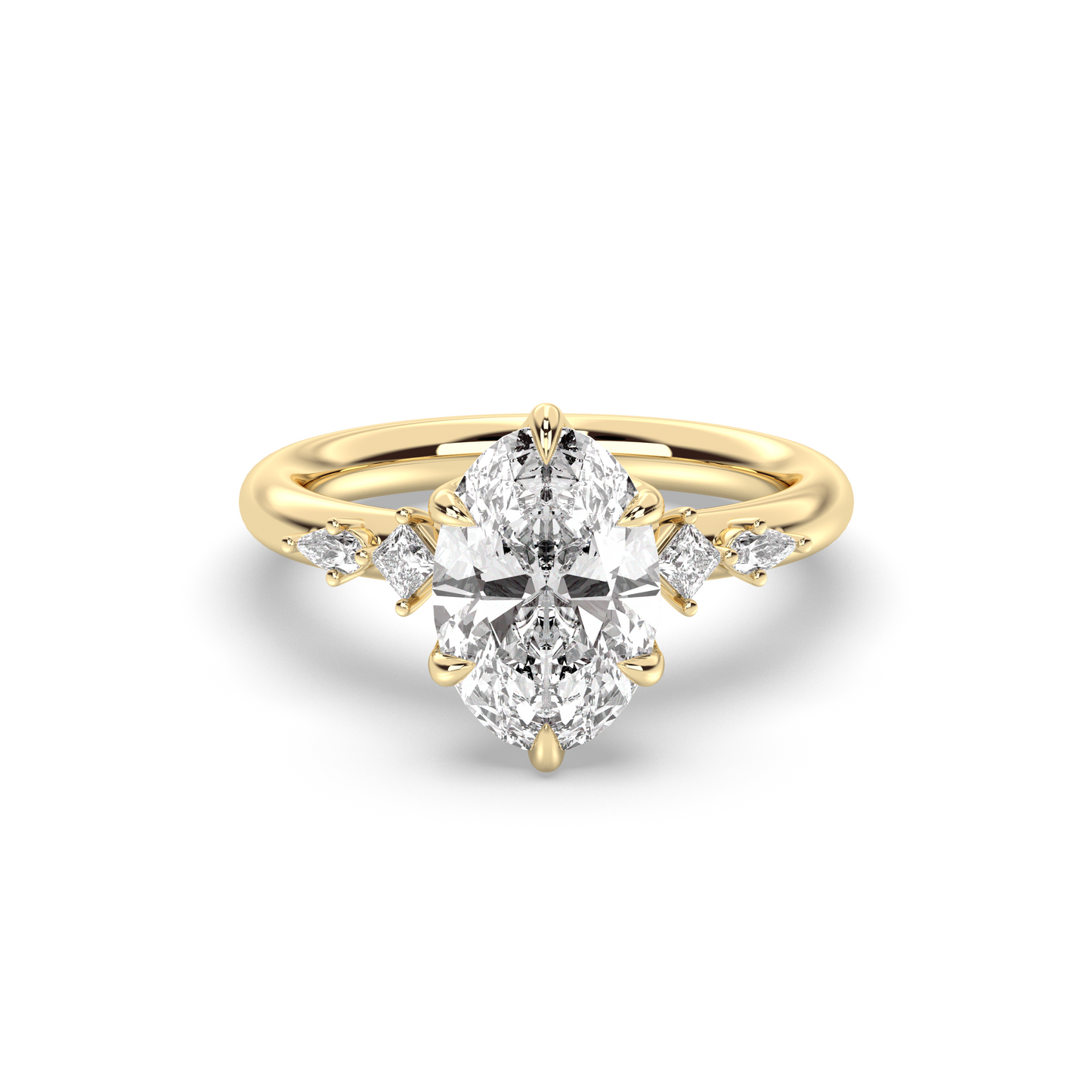 Marquise Shaped Three Stone Lab Grown Diamond Engagement Ring