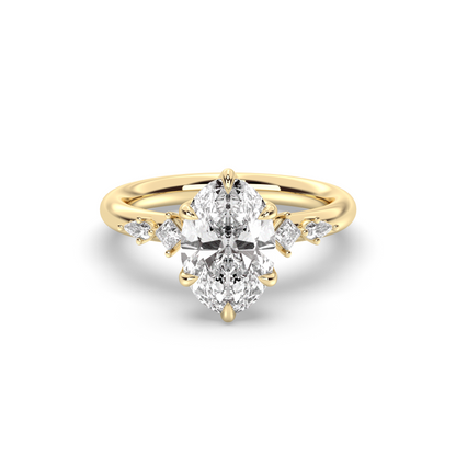 Marquise Shaped Three Stone Lab Grown Diamond Engagement Ring