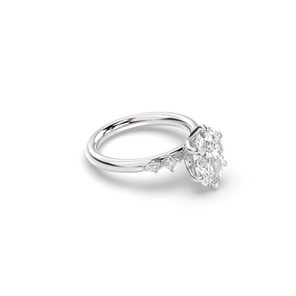 Marquise Shaped Three Stone Lab Grown Diamond Engagement Ring