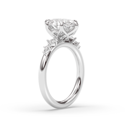 Marquise Shaped Three Stone Lab Grown Diamond Engagement Ring