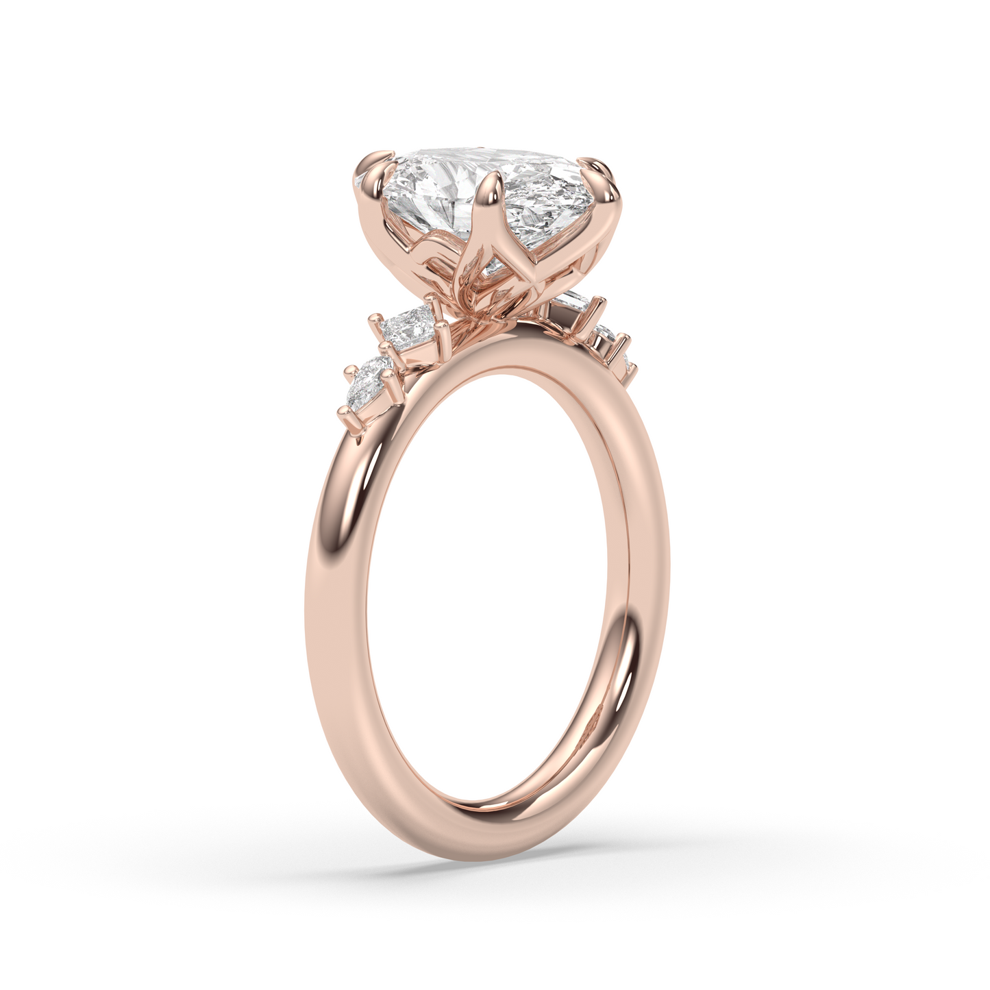 Marquise Shaped Three Stone Lab Grown Diamond Engagement Ring