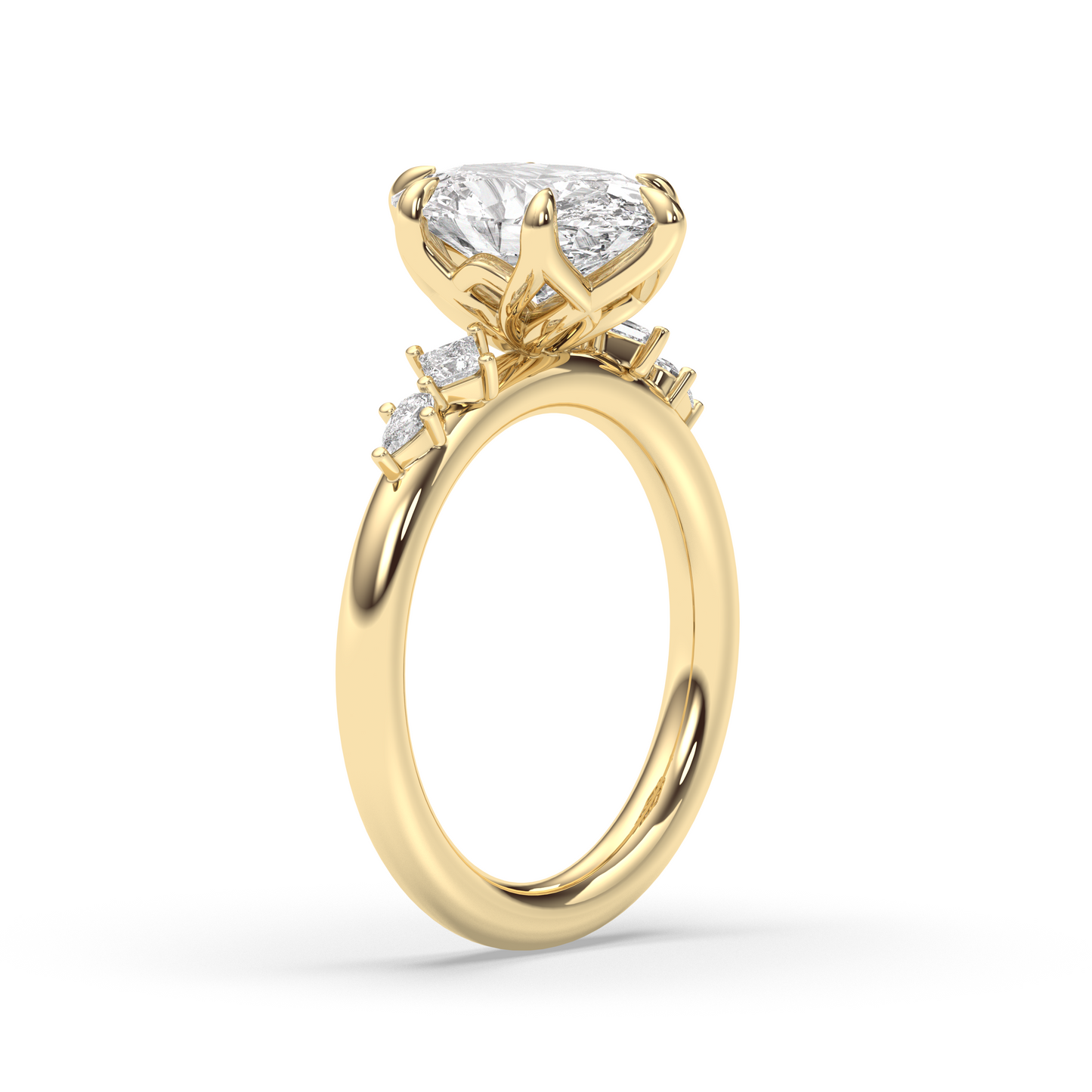 Marquise Shaped Three Stone Lab Grown Diamond Engagement Ring
