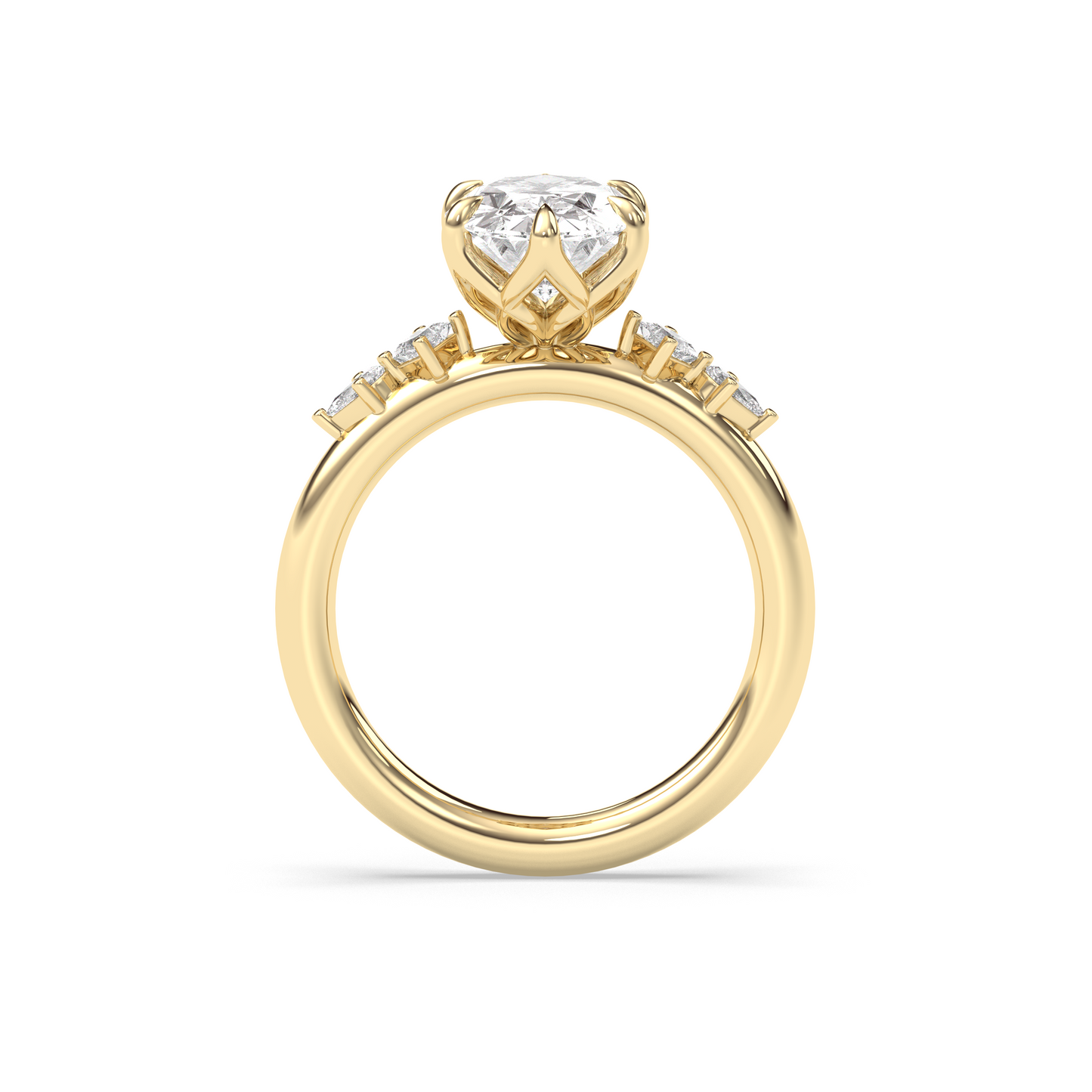 Marquise Shaped Three Stone Lab Grown Diamond Engagement Ring