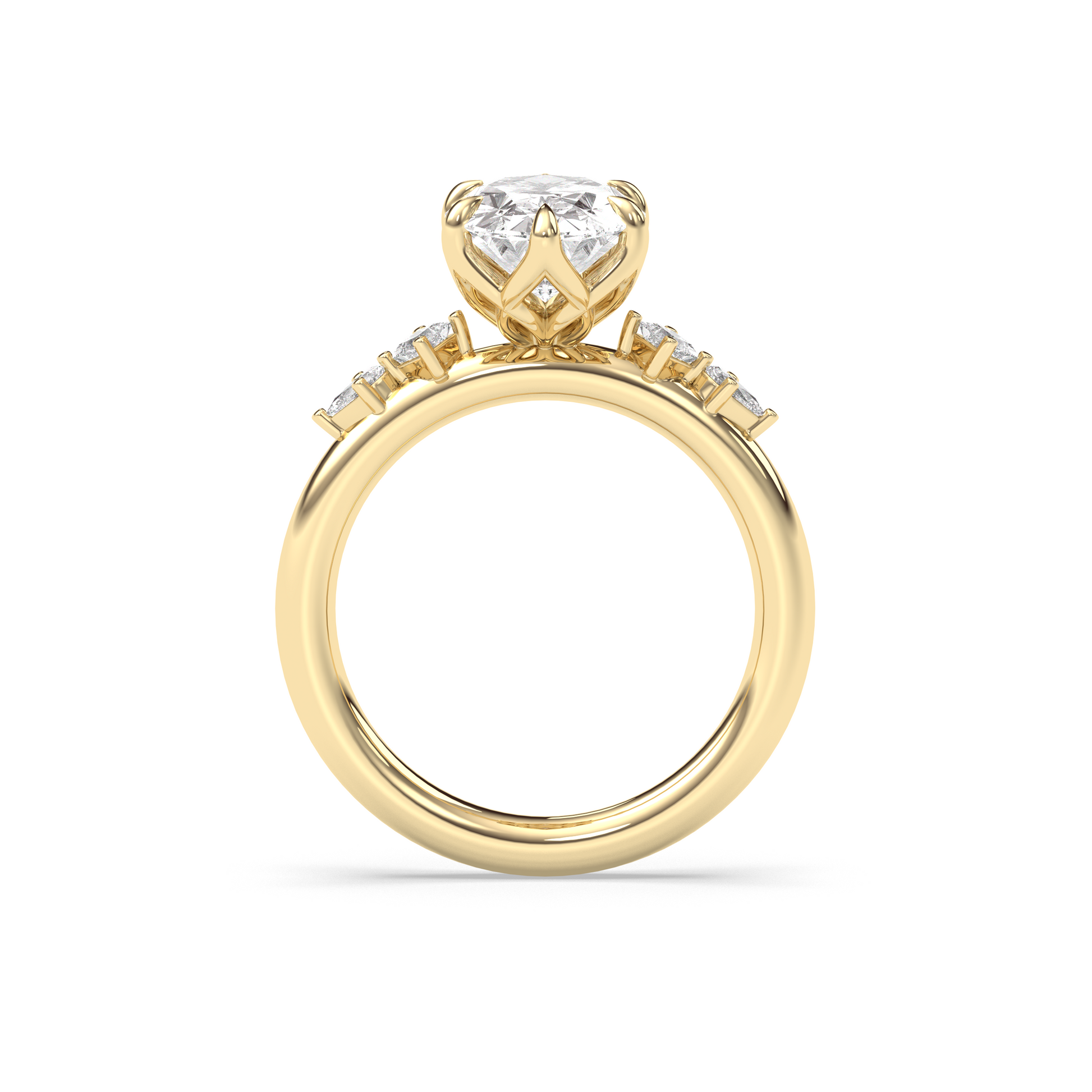 Marquise Shaped Three Stone Lab Grown Diamond Engagement Ring