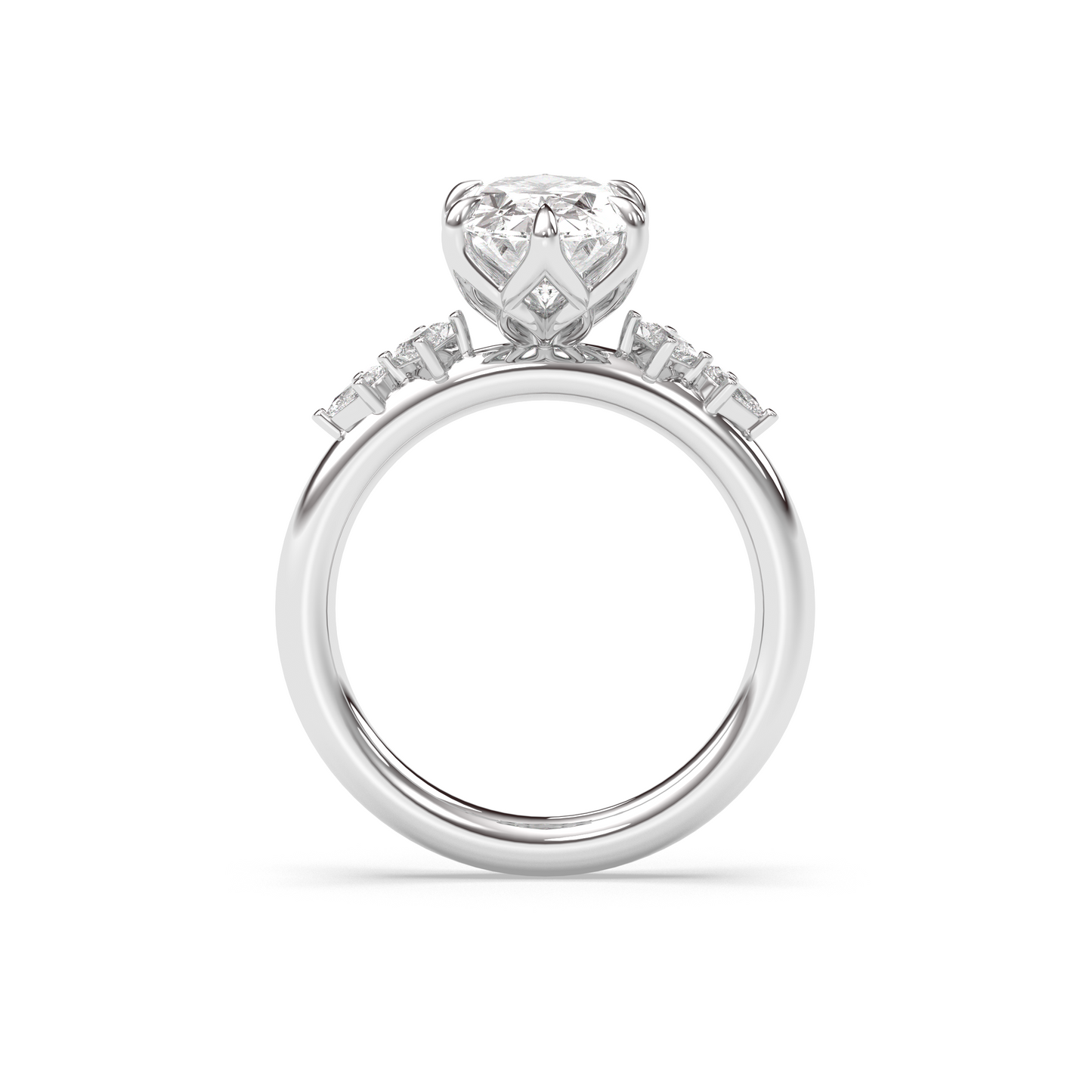 Marquise Shaped Three Stone Lab Grown Diamond Engagement Ring