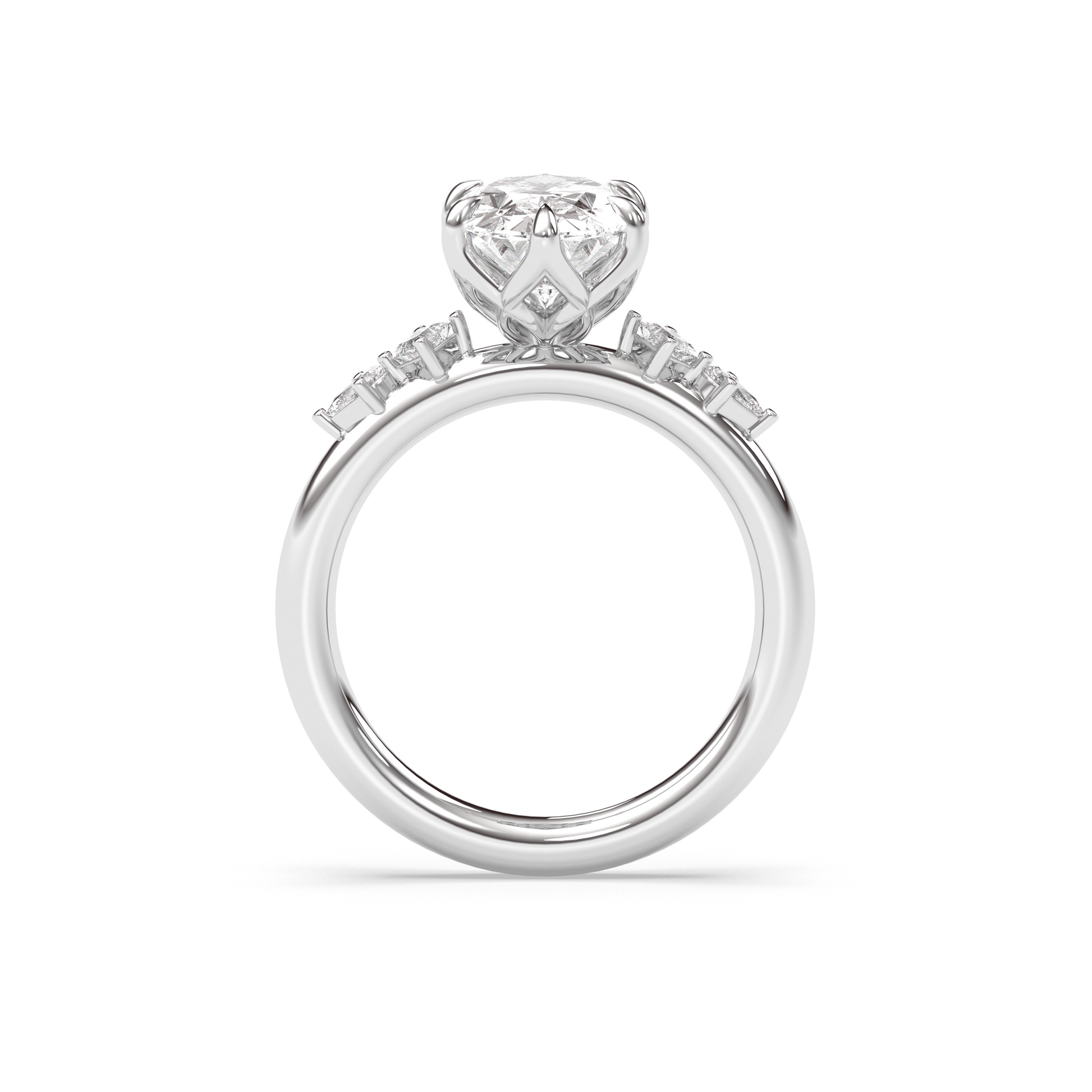 Marquise Shaped Three Stone Lab Grown Diamond Engagement Ring