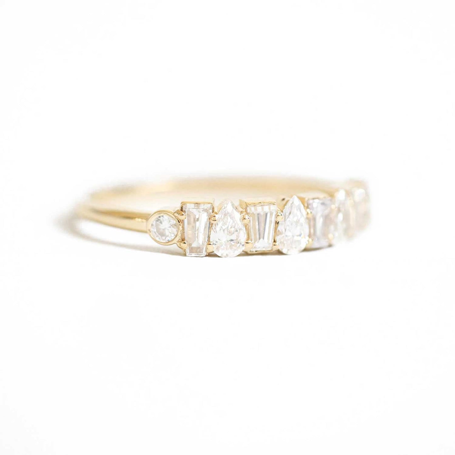 0.25 TCW Round Shaped Half Eternity Lab Grown Diamond Wedding Band