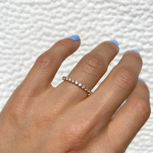 0.25 TCW Round Shaped Half Eternity Lab Grown Diamond Wedding Band