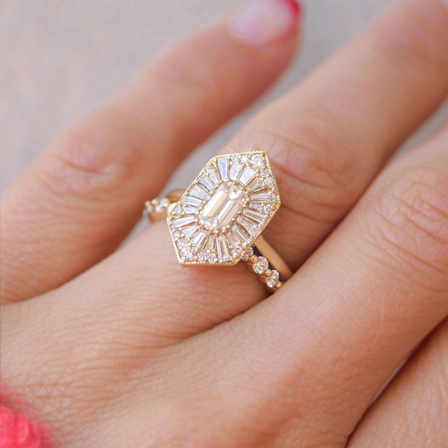 Marquise Shaped Three Stone Lab Grown Diamond Engagement Ring