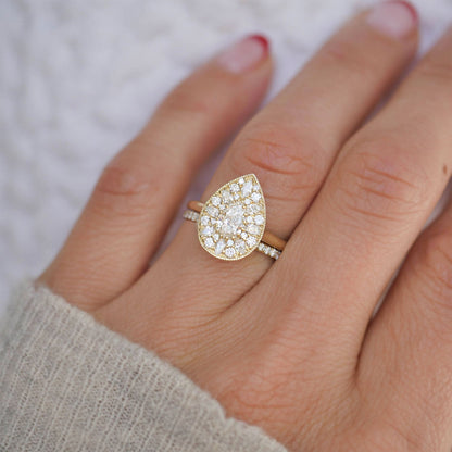 Marquise Shaped Three Stone Lab Grown Diamond Engagement Ring