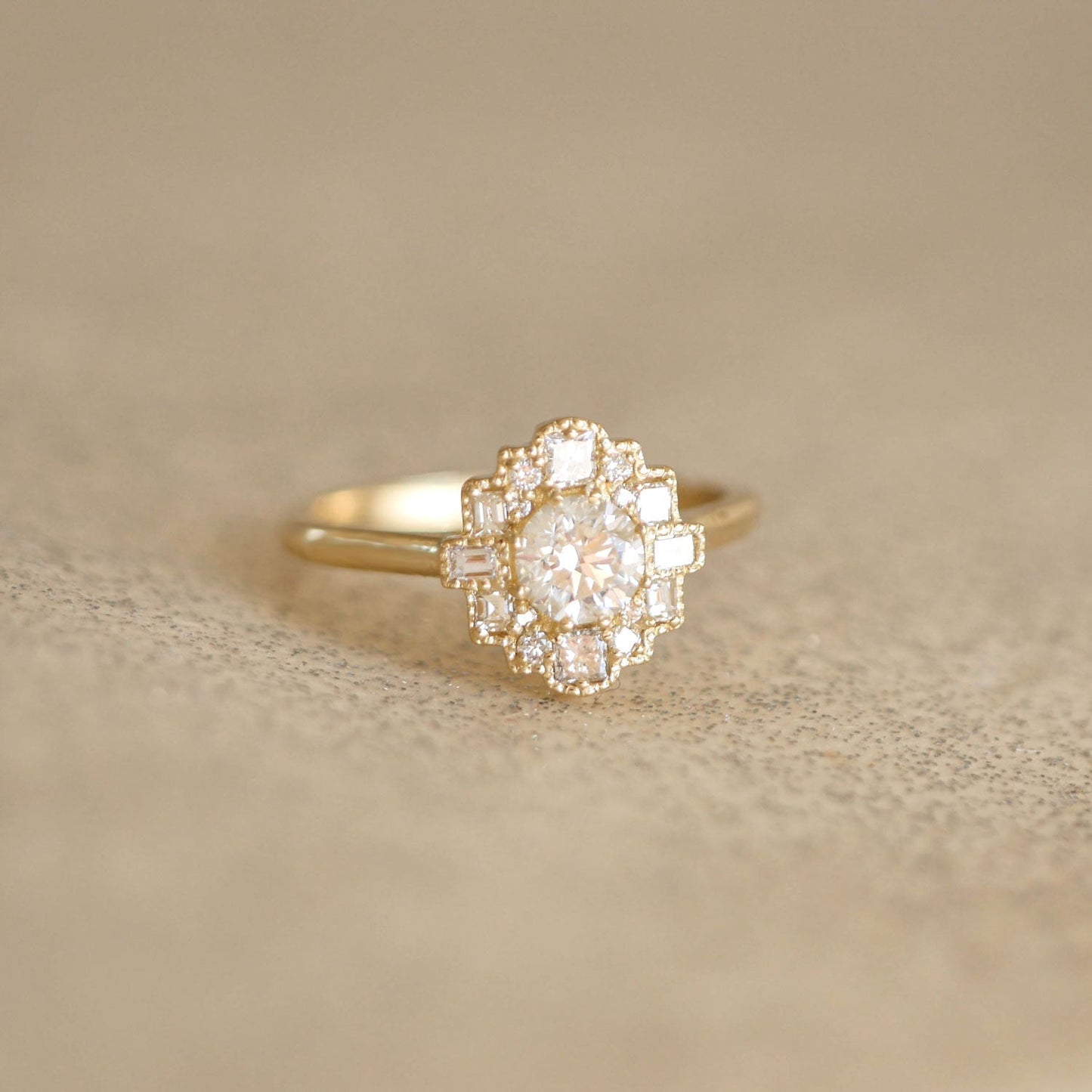 Marquise Shaped Three Stone Lab Grown Diamond Engagement Ring