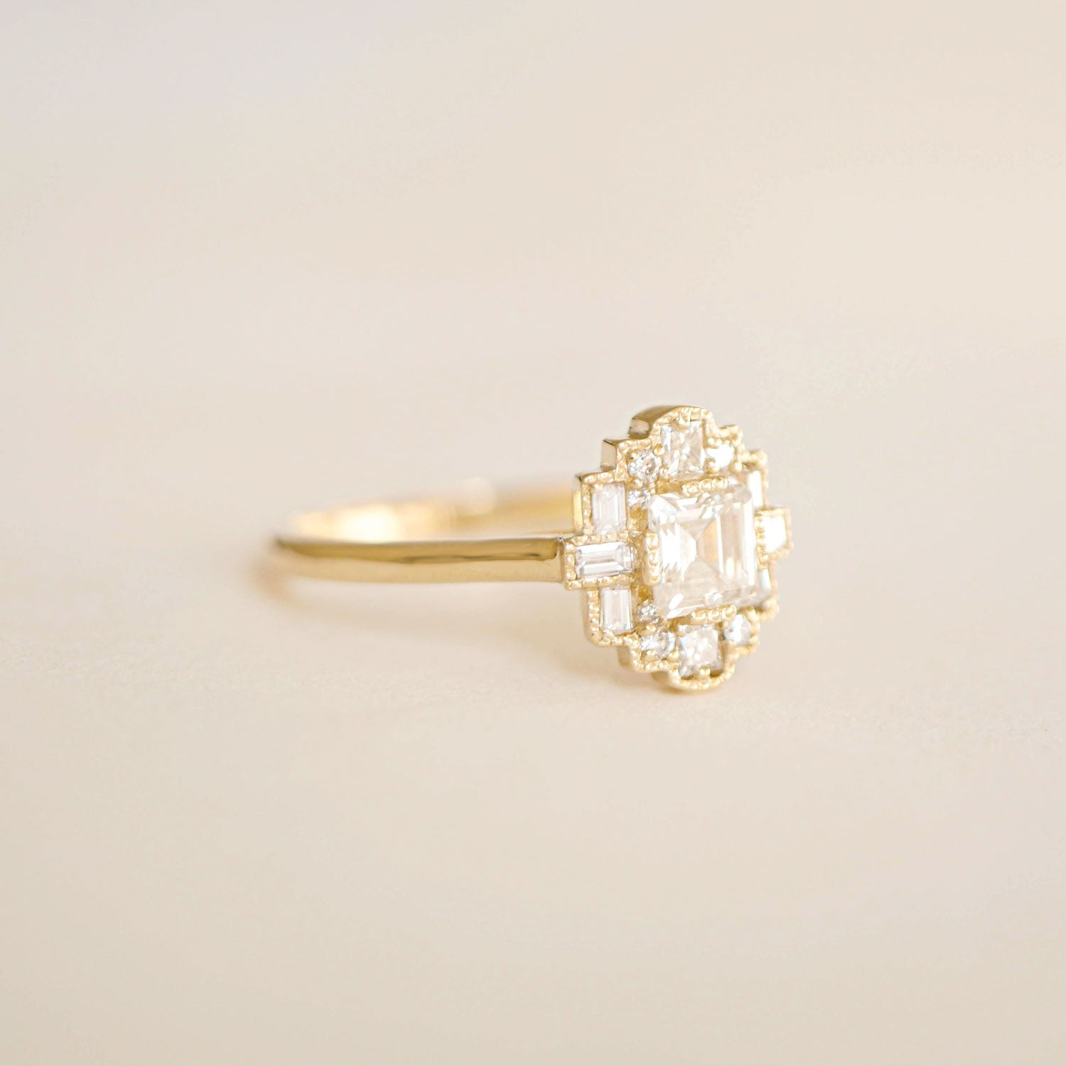 Marquise Shaped Three Stone Lab Grown Diamond Engagement Ring