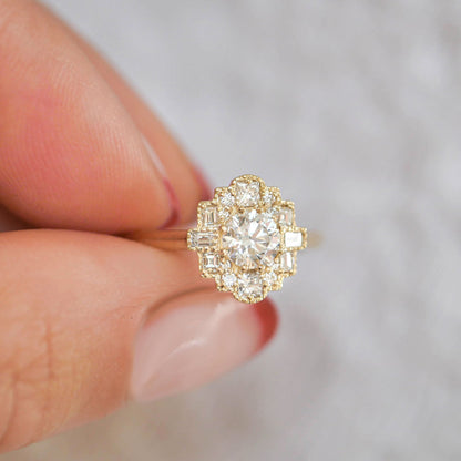 Marquise Shaped Three Stone Lab Grown Diamond Engagement Ring