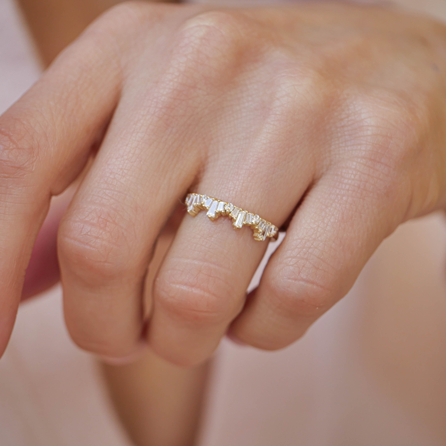 0.25 TCW Round Shaped Half Eternity Lab Grown Diamond Wedding Band