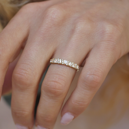 0.25 TCW Round Shaped Half Eternity Lab Grown Diamond Wedding Band