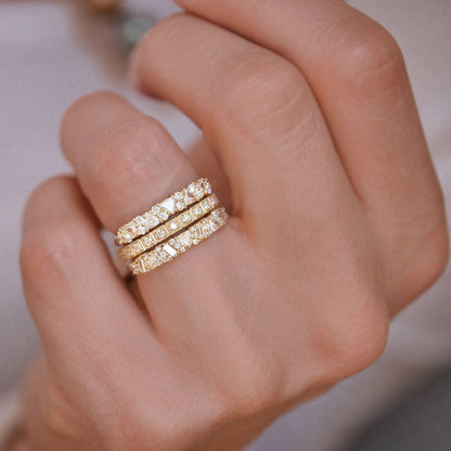 0.25 TCW Round Shaped Half Eternity Lab Grown Diamond Wedding Band