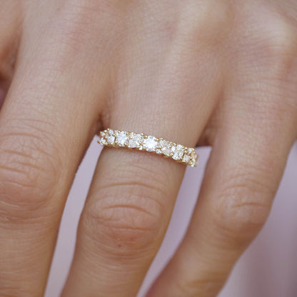 0.25 TCW Round Shaped Half Eternity Lab Grown Diamond Wedding Band