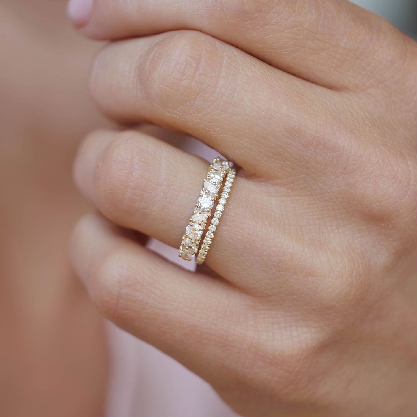 0.25 TCW Round Shaped Half Eternity Lab Grown Diamond Wedding Band