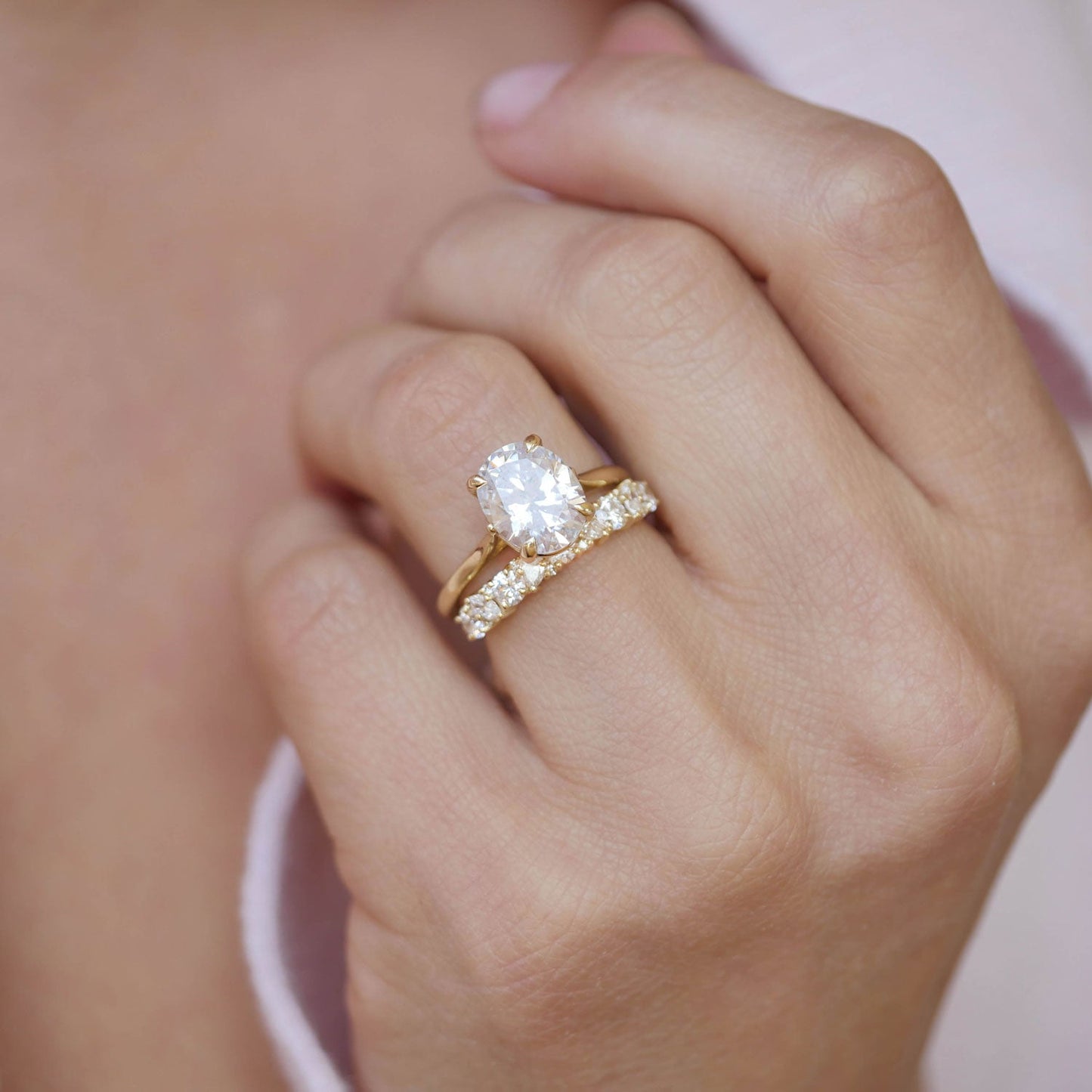 0.25 TCW Round Shaped Half Eternity Lab Grown Diamond Wedding Band