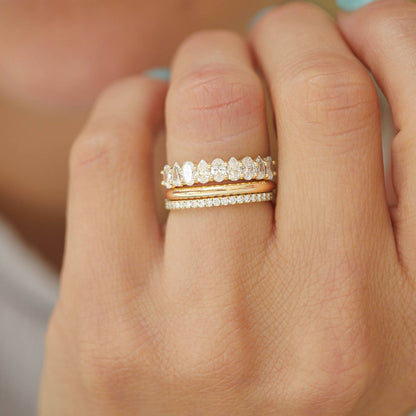 0.25 TCW Round Shaped Half Eternity Lab Grown Diamond Wedding Band