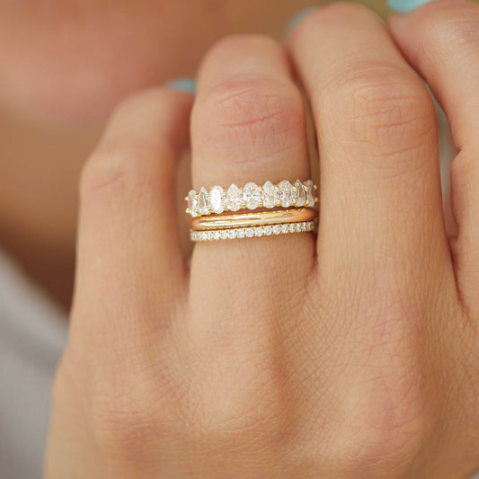 0.25 TCW Round Shaped Half Eternity Lab Grown Diamond Wedding Band