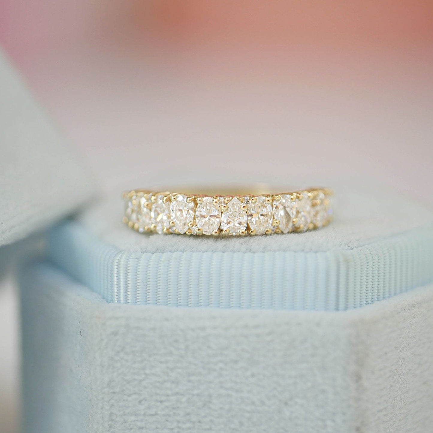 0.25 TCW Round Shaped Half Eternity Lab Grown Diamond Wedding Band