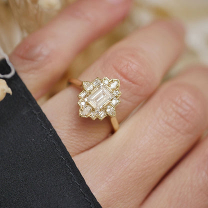 Marquise Shaped Three Stone Lab Grown Diamond Engagement Ring