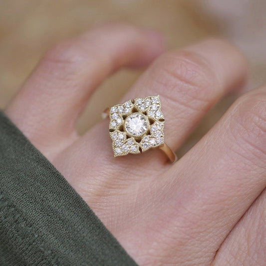 Marquise Shaped Three Stone Lab Grown Diamond Engagement Ring