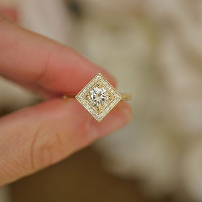 Marquise Shaped Three Stone Lab Grown Diamond Engagement Ring