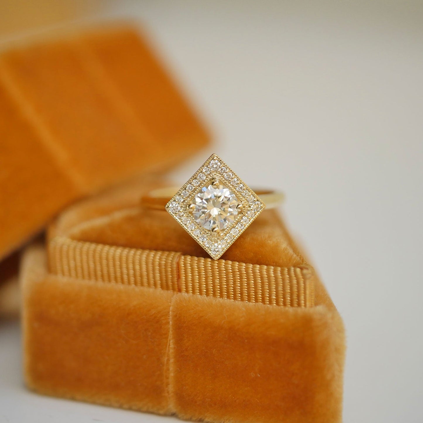 Marquise Shaped Three Stone Lab Grown Diamond Engagement Ring