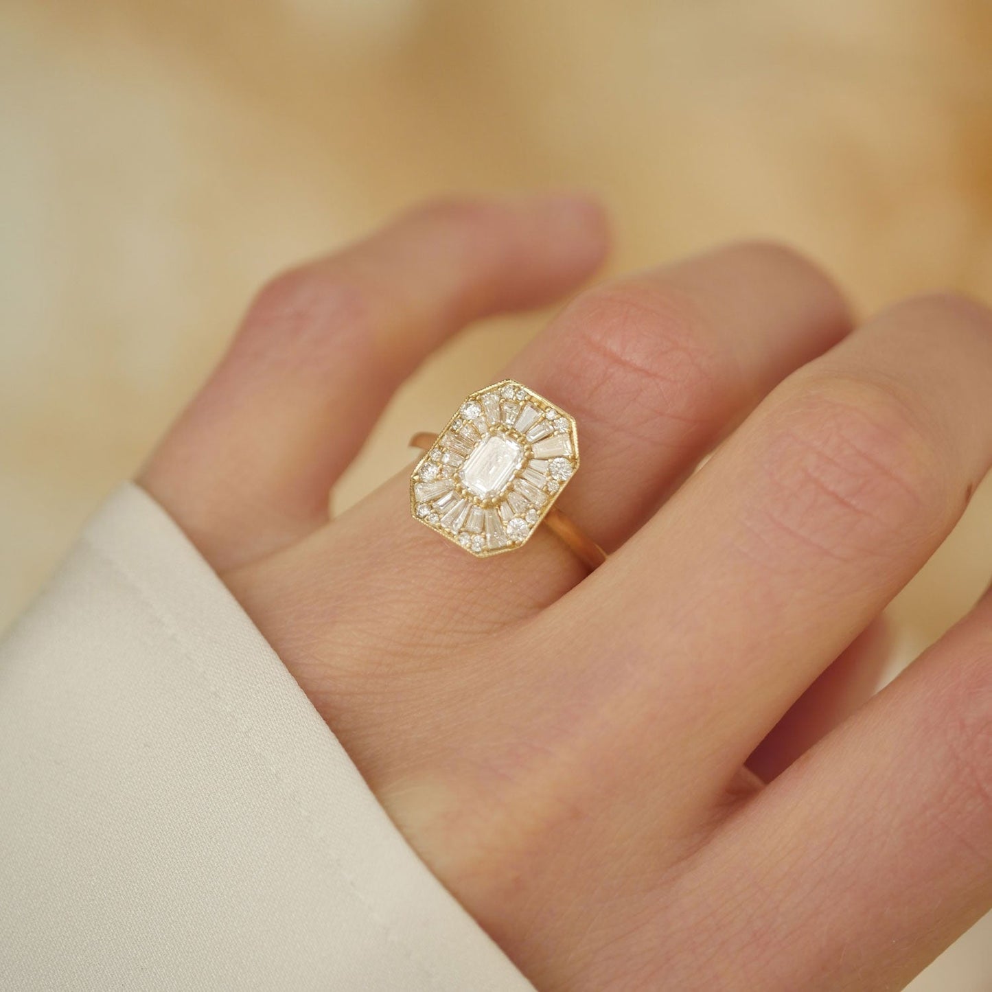 Marquise Shaped Three Stone Lab Grown Diamond Engagement Ring