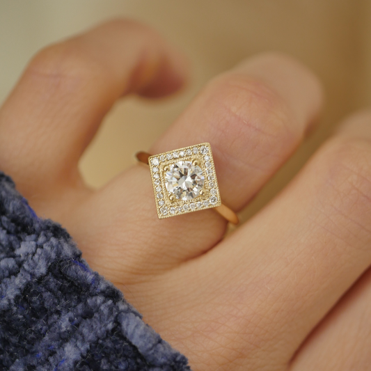 Marquise Shaped Three Stone Lab Grown Diamond Engagement Ring