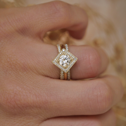 Marquise Shaped Three Stone Lab Grown Diamond Engagement Ring