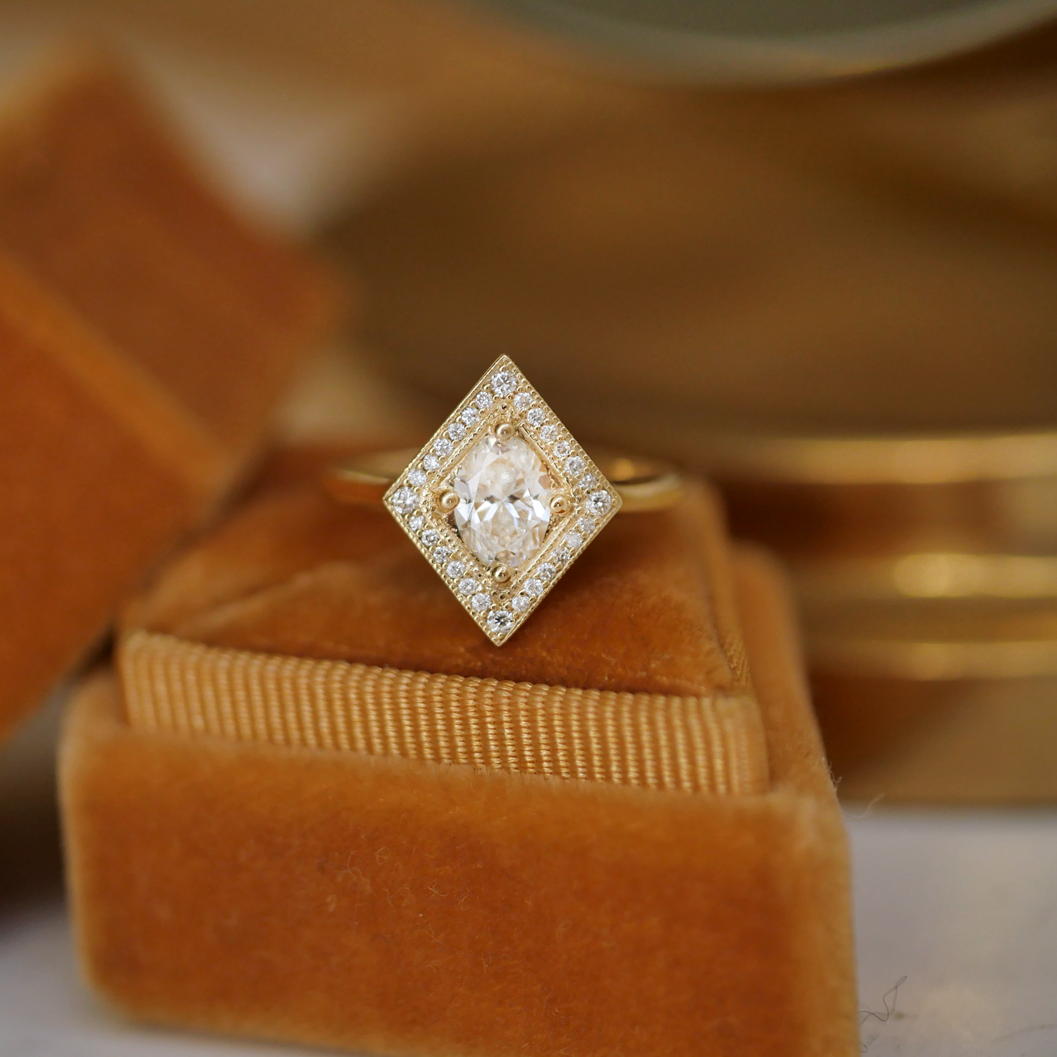 Marquise Shaped Three Stone Lab Grown Diamond Engagement Ring