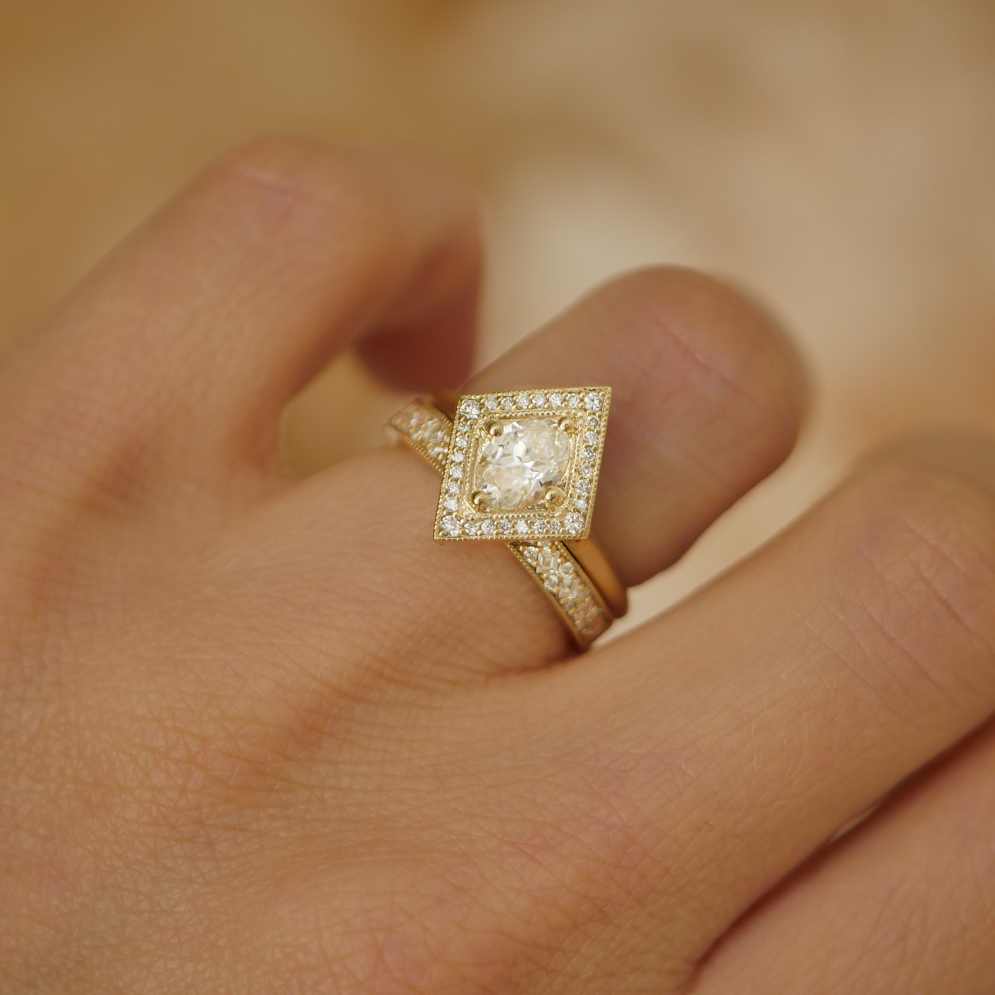 Marquise Shaped Three Stone Lab Grown Diamond Engagement Ring
