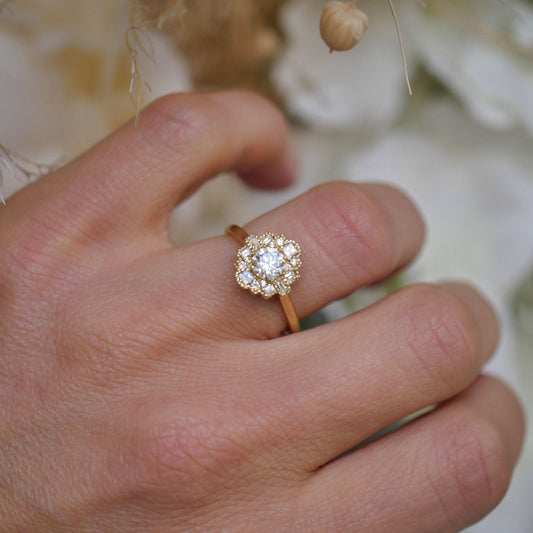 Marquise Shaped Three Stone Lab Grown Diamond Engagement Ring