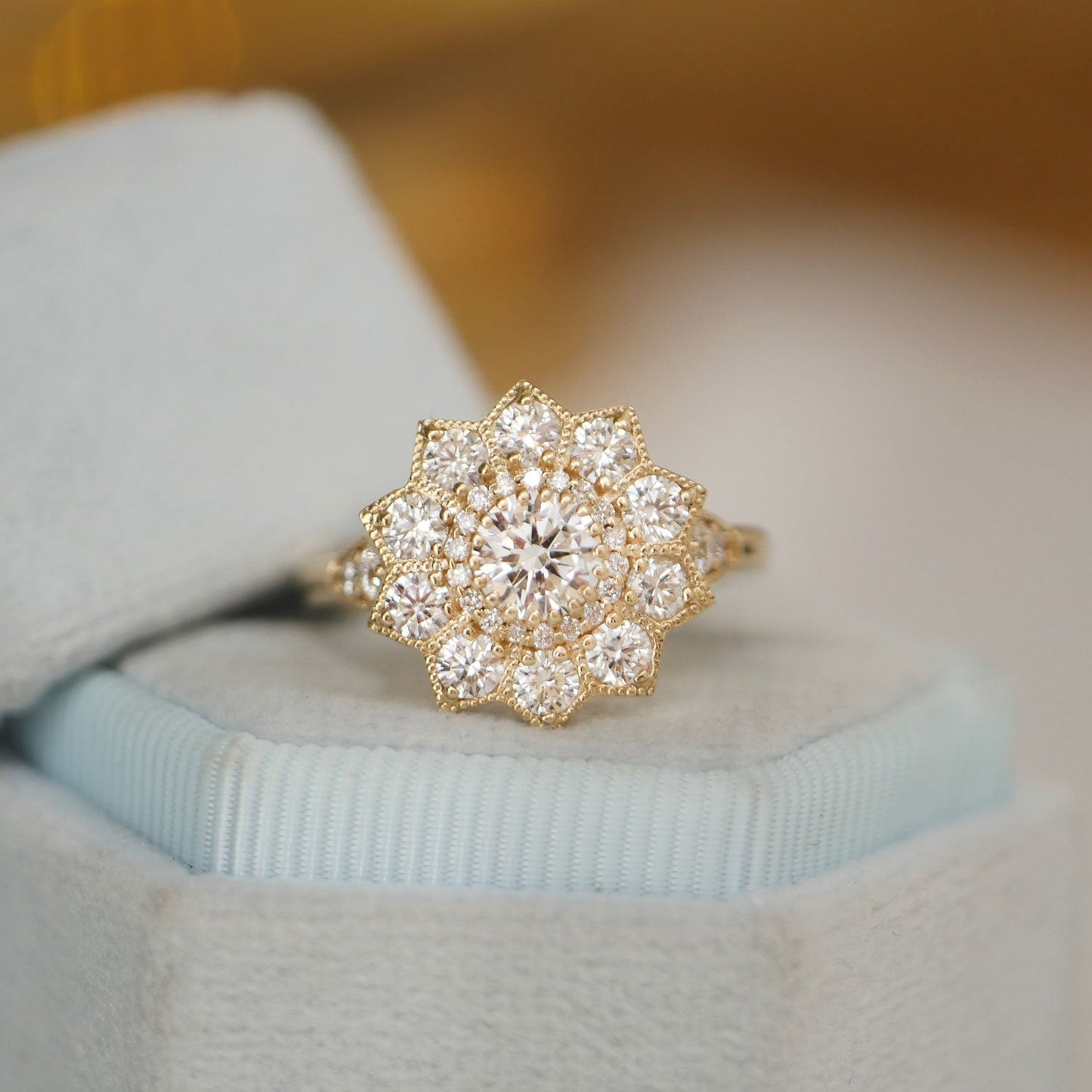 Marquise Shaped Three Stone Lab Grown Diamond Engagement Ring